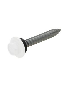 12g (5.50mm) x 25mm NEO Dover White Hex Flange Timber T17 Cladding Screw Galvanised