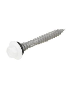 12g (5.50mm) x 50mm NEO Dover White Hex Flange Timber T17 Top Grip Roofing Screw Galvanised