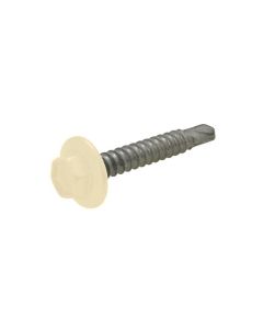 10g (4.80mm) x 25mm Classic Cream Hex Flange (5/16") Metal Self Drilling Cladding Screw Galvanised