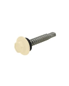 10g (4.80mm) x 25mm NEO Classic Cream Hex Flange (5/16") Metal Self Drilling Cladding Screw Galvanised