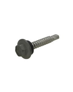 10g (4.80mm) x 25mm NEO Woodland Grey Hex Flange (5/16") Metal Self Drilling Cladding Screw Galvanised