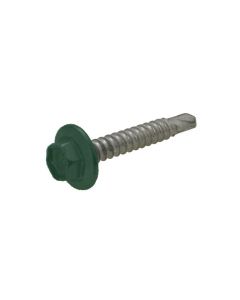 12g (5.50mm) x 20mm Cottage Green Hex Flange (5/16") Metal Self Drilling Shed Screw Galvanised