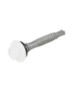 12g (5.50mm) x 51mm NEO Dover White Hex Flange (5/16") Metal Top Grip Roofing Screw Galvanised