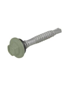 12g (5.50mm) x 51mm NEO Pale Eucalypt Hex Flange (5/16") Metal Top Grip Roofing Screw Galvanised