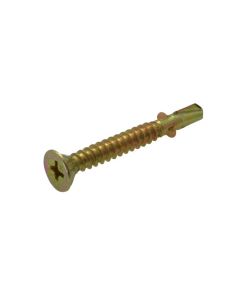 6g (3.50mm) Zinc Yellow Countersunk Wing Phillips (PH2) Coarse Metal Self Drilling Screws