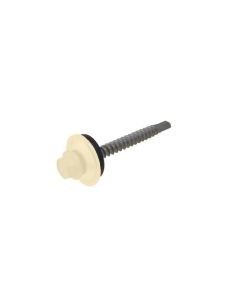 14g (6.30mm) x 53mm Classic Cream Cyclone BRA / Multiseal Hex Flange (3/8") Metal Roofing Screw Galvanised