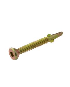 10g (4.80mm) Zinc Yellow Countersunk Wing Square (SQ2) Coarse Metal Self Drilling Screws