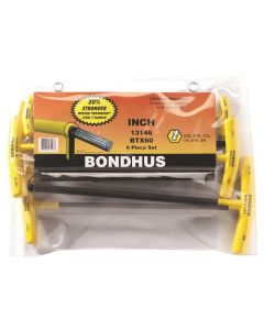 6 Pce -  5/32 to 3/8" Imperial Bondhus Hex Ball End T-Handle Allen Key Set 13146