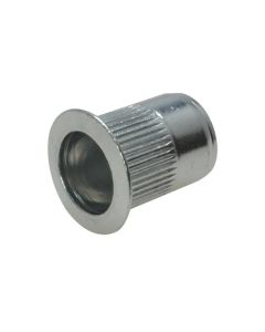 M4 x 0.70p x 11.5mm Metric Coarse Zinc Silver Nutsert Thin Large Flange Round Open Splined Grip Range 0.5 - 2mm