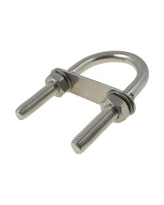 M10 x 40mm Inside (W) x 85mm Length (L) A2-70 G304 Stainless Round U Bolts & Crimp + Plate & Nuts