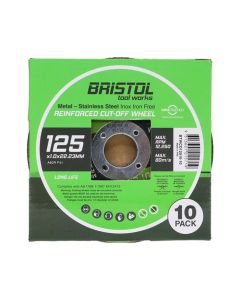 Pack of 10 - 125mm x 1mm Bristol Cutting Discs for Metal & Stainless Steel