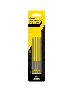 PH2 x 116mm Alpha Phillips Bits to suit Hilti Collated Autofeed Tools - 4 Pack Carded CPH2116S