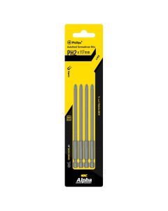 PH2 x 117mm Alpha Phillips Bits to suit Makita Collated Autofeed Tools - 4 Pack Carded CPH2117S