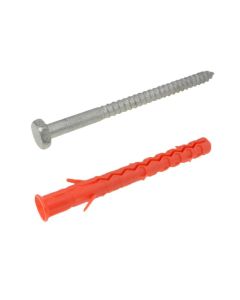 10mm x 100mm Galvanised Mungo MB-SSF Frame Anchor Nylon Plug + Hex Screws