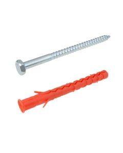 10mm x 80mm Zinc Mungo MB-SSF Frame Anchor Nylon Plug + Hex Screws