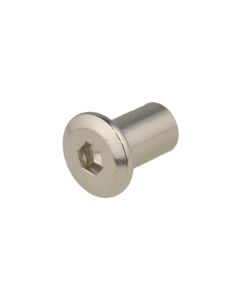 M6 x 1.00p x 12mm Metric Coarse Nickel Plated Flat Head Socket JCB Barrel Connector Nuts Low Tensile