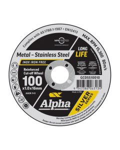 100mm x 1mm Alpha Silver Series Cutting Disc for Metal & Stainless Steel