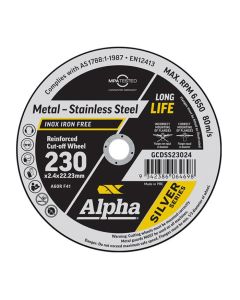 230mm x 2.4mm Alpha Silver Series Cutting Disc for Metal & Stainless Steel