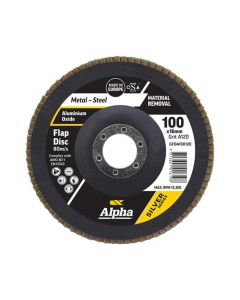 100mm x 120 Grit Medium Alpha Silver Series Flap Disc for Metal & Stainless