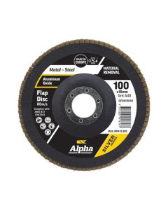 100mm x 40 Grit Ultra Coarse Alpha Silver Series Flap Disc for Metal & Stainless