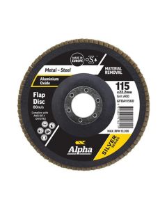 115mm x 60 Grit Coarse Alpha Silver Series Flap Disc for Metal & Stainless