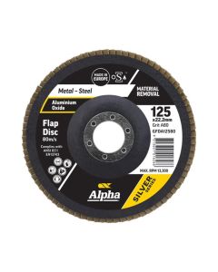 125mm x 80 Grit Coarse Alpha Silver Series Flap Disc for Metal & Stainless