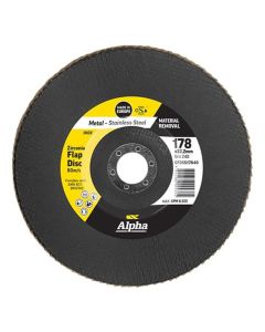 178mm x 40 Grit Ultra Coarse Alpha Zirconia Flap Disc for Metal & Stainless