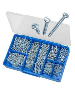 500 Piece 4g 6g 8g 10g 12g Pan Slotted Self Tapping Screw Zinc Torres Assortment Grab Kit HAK02