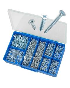 500 Piece 4g 6g 8g 10g 12g Countersunk Pozi Self Tapping Screw Zinc Torres Assortment Grab Kit HAK04