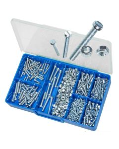 500 Piece M3 M4 M5 M6 Cheese Head Machine Screw & Nut Zinc Torres Assortment Grab Kit HAK08