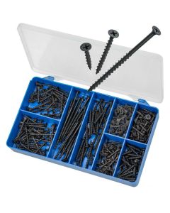 300 Piece 6g 8g Countersunk Bugle Plasterboard Screw Black Zinc Torres Assortment Grab Kit HAK20