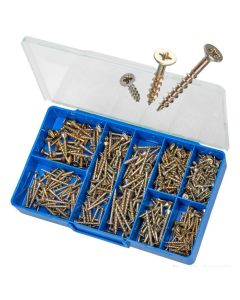 400 Piece 6g 8g 10g Countersunk Pozi Chipboard Screw Zinc Torres Assortment Grab Kit HAK22