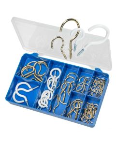 60 Piece 16mm - 50mm Cup Hook Brass, Zinc & PVC Torres Assortment Grab Kit HAK34