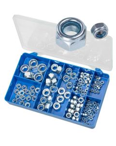 100 Piece M4 M5 M6 M8 M10 M12 M16 Nyloc Nut Zinc Torres Assortment Grab Kit HAK37