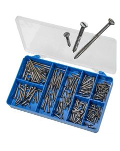 200 Piece 4g 6g 8g 10g Countersunk Slot Wood Screw Plain Black Uncoated Torres Assortment Grab Kit HAK40