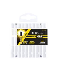 5mm x 75mm Alpha ThunderMAX Impact HX5 Hex Power Driver Bit - 10 Pack Handipak HEX575SMH