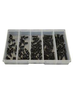 100 Piece M5 Button Socket Screw High Tensile Plain Black Uncoated Assortment Grab Kit101