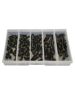 90 Piece M5 Socket Cap Screw High Tensile Plain Black Uncoated Assortment Grab Kit104