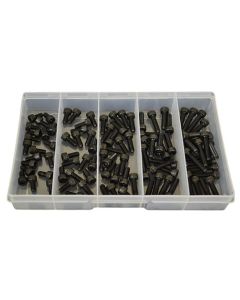 100 Piece M5 Socket Cap Screw High Tensile Plain Black Uncoated Assortment Grab Kit105