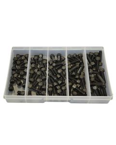 100 Piece M6 Socket Cap Screw High Tensile Plain Black Uncoated Assortment Grab Kit110