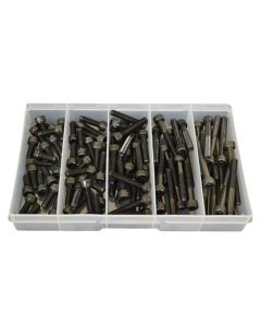 90 Piece M6 Socket Cap Screw High Tensile Plain Black Uncoated Assortment Grab Kit113