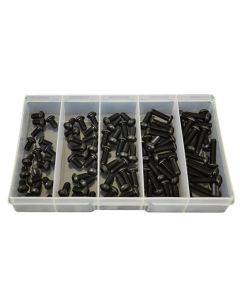 100 Piece M6 Button Socket Screw High Tensile Plain Black Uncoated Assortment Grab Kit114