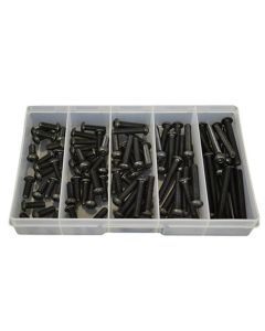 90 Piece M6 Button Socket Screw High Tensile Plain Black Uncoated Assortment Grab Kit115