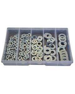 150 Piece M5 M6 M8 M10 M12 Flat Washer Zinc Assortment Grab Kit140