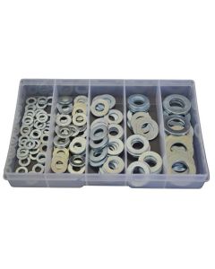 150 Piece M6 M8 M10 M12 M16 Flat Washer Zinc Assortment Grab Kit141