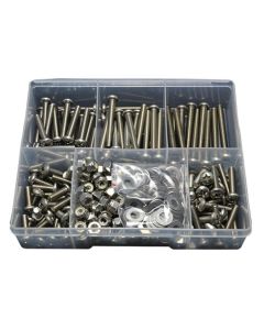 300 Piece 1/4" UNC Pan Machine Screw Nut Washer Stainless G304 Assortment Grab Kit249