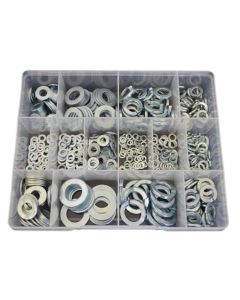 560 Piece M4 M5 M6 M8 M10 M12 M16 Flat + Spring Washer Zinc Assortment Grab Kit24