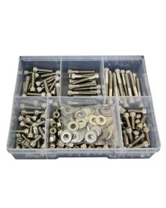 300 Piece 1/4" UNC Socket Cap Nut Washer Stainless G304 Assortment Grab Kit98