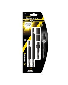 6 Pce Alpha ThunderMAX Impact Cleanable Magnetic Nutsetter Assorted Bit Set  NSSMC-SET6