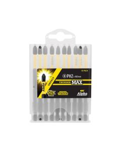 PH2 x 100mm Alpha ThunderMAX Impact Phillips Power Driver Bit - 10 Pack Handipak PH2100SMH